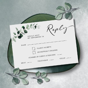 Eucalyptus Kalligrafie Maaltijd Keuze Bruiloft RSVP Kaartje