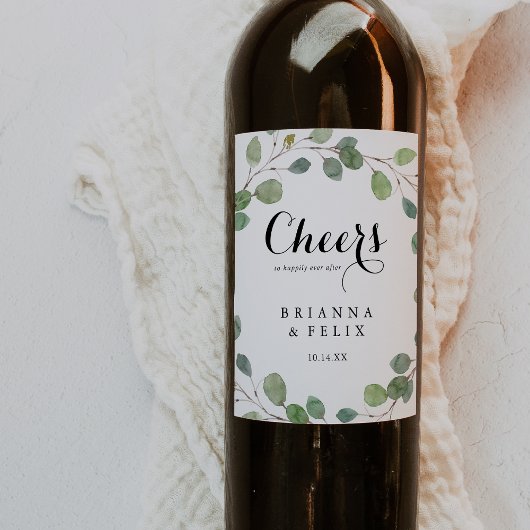 Eucalyptus Kalligrafie Proost Wijn Etiketten