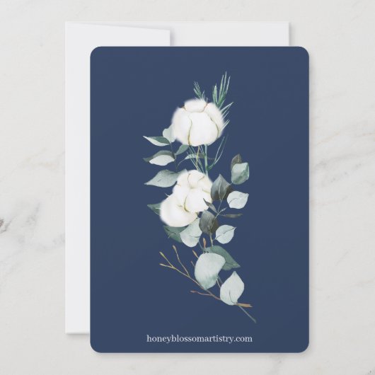 Eucalyptus Katoen | Gevoelde Ecru Trouwdag Save The Date (Achterkant)