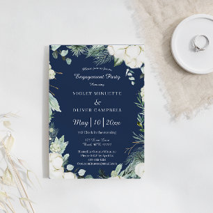 Eucalyptus Katoen Marineblauwe Moderne Verloving Kaart