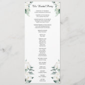 Eucalyptus Katoen | Witte Moderne Bruidsfeest Plat Programma (Achterkant)