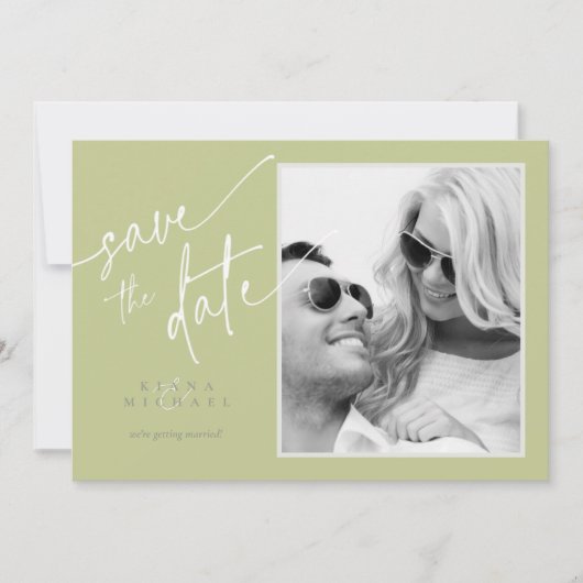 Eucalyptus Kleurtinten Trouwjurk V2 Groen ID901 Save The Date (Voorkant)