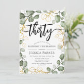 Eucalyptus krans 30e verjaardagsfeest kaart (Staand voorkant)