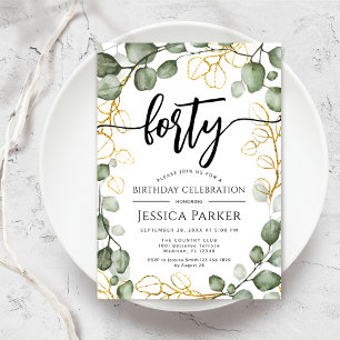 Eucalyptus krans 40e verjaardagsfeest kaart