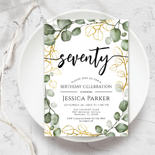 Eucalyptus krans 70e verjaardagsfeest kaart