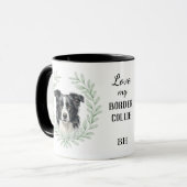 Eucalyptus Krans Border Collie Monogram Mok (Voorkant links)