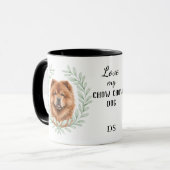Eucalyptus Krans Chow Chow Hond Monogram Mok (Voorkant links)