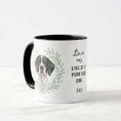 Eucalyptus Krans Engelse Pointer Hond Monogram Mok (Voorkant links)