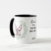 Eucalyptus Krans Grijs Franse Bulldog Monogram Mok (Voorkant links)