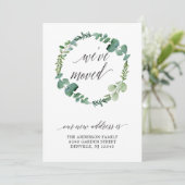 Eucalyptus krans kalligrafie script verplaatsen aankondiging (Staand voorkant)