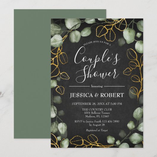 Eucalyptus Krans Krijtbord Koppels Douche Kaart (Voorkant / Achterkant)