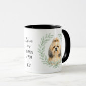 Eucalyptus Krans Lhasa Apso Monogram Mok (Voorkant rechts)