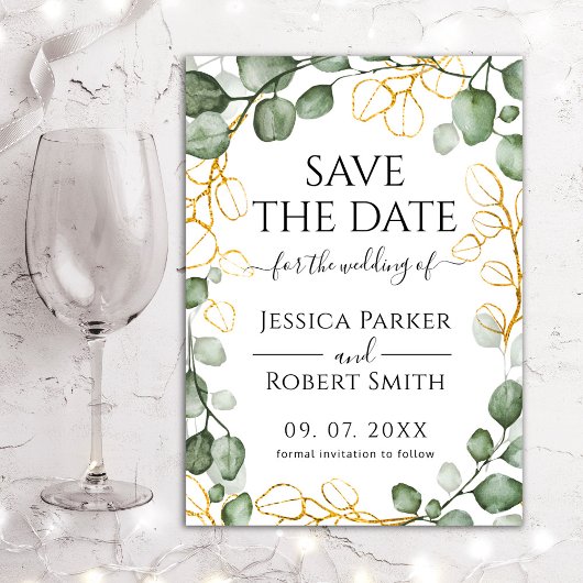 Eucalyptus Krans Save The Date Kaart
