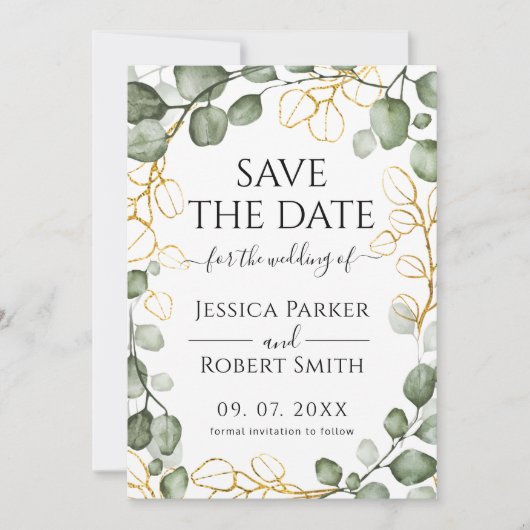 Eucalyptus Krans Save The Date Kaart (Voorkant)