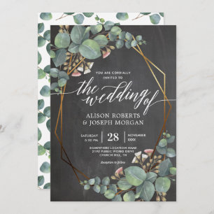 Eucalyptus krijtbord geometrisch lijst bruiloft kaart