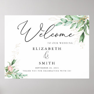 Eucalyptus laat eenvoudige elegante kalligrafie ac poster