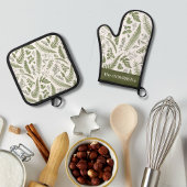 Eucalyptus laat groen aangepaste naam ovenwant & pannenlap set