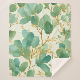Eucalyptus laat groen en goud ontwerp sherpa deken