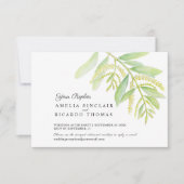 Eucalyptus laat groen water bruiloft RSVP kaartje (Voorkant)