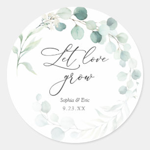 Eucalyptus Laat Liefde Groeien Plant Favor Ronde Sticker