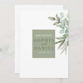 Eucalyptus laat minimalistisch de datum opslaan save the date (Voorkant / Achterkant)