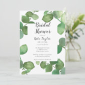 Eucalyptus laat script bruids douche uitnodiging (Staand voorkant)