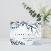 Eucalyptus laat stoffige blauwe bruiloft achter briefkaart (Staand voorkant)