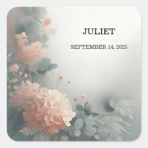 Eucalyptus Lace Tule Dusty Blue Vrijgezellenfeest Vierkante Sticker