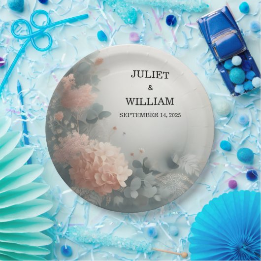 Eucalyptus Lace Tule Pastel Stoffig Blauw Bruiloft Papieren Bordje (Feest)