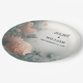 Eucalyptus Lace Tule Pastel Stoffig Blauw Bruiloft Papieren Bordje (Gekanteld)