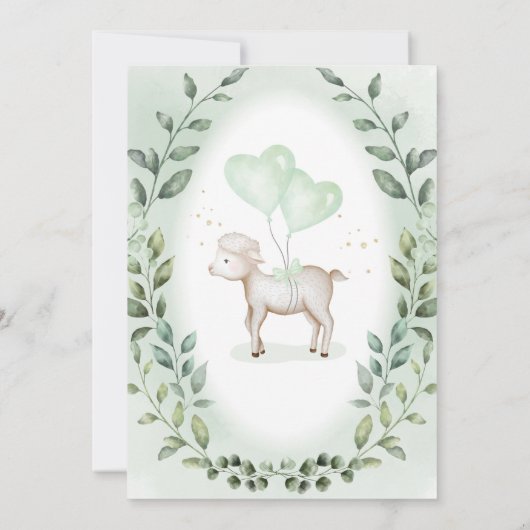 Eucalyptus Lamb Baby Sheep Christening Baptisme Kaart (Achterkant)