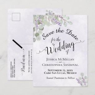 Eucalyptus & Lavande Faire-Part de Mariage Violet