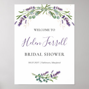 Eucalyptus Lavendel Bloemen Bruids Shower bord Poster