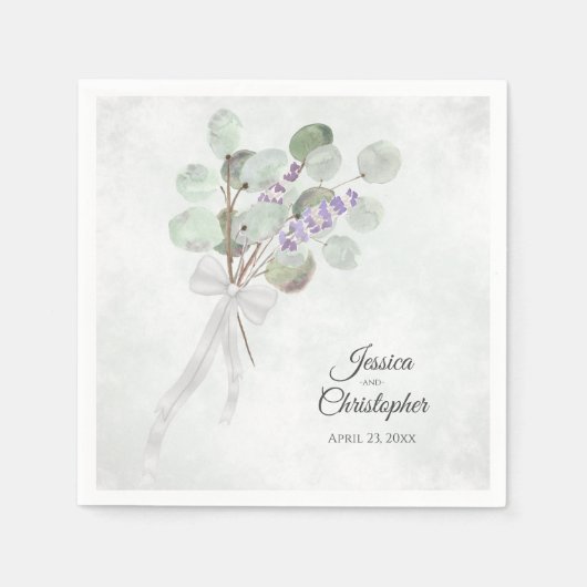 Eucalyptus & Lavendel Boeket Elegant Bruiloft Servet (Voorkant)
