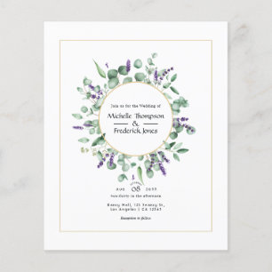 Eucalyptus Lavendel Geometrische Gouden Bruiloft Flyer
