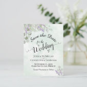 Eucalyptus & Lavendel Mint Bruiloft Save the Date Aankondigingskaart (Staand voorkant)