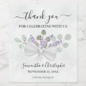 Eucalyptus & Lavender Elegant Weddenschap Bedankt Wijn Etiket (Enkel label)