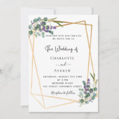 Eucalyptus lavender florale geometrische bruiloft kaart (Voorkant)
