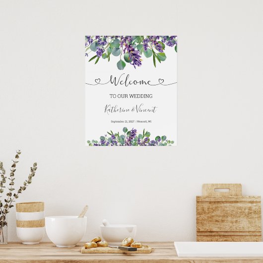 Eucalyptus Lavender Flowers Mariage Affiche de bie (Cuisine)