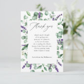 Eucalyptus Lavender Greenery Baby shower Bedankkaart (Staand voorkant)