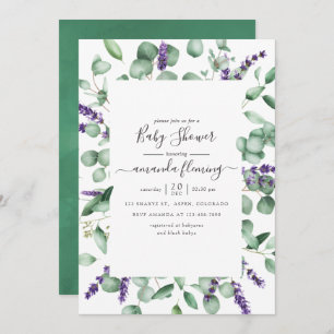 Eucalyptus Lavender Greenery Baby shower Kaart