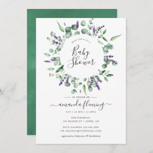 Eucalyptus Lavender Greenery Baby shower Kaart