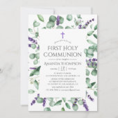 Eucalyptus Lavender Greenery First Heilige Communi Kaart (Voorkant)
