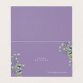 Eucalyptus Lavender Mariage Table Place Card (Outside Unfolded)