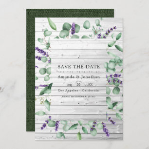 Eucalyptus Lavender Rustic Country Barn Wedding Save The Date