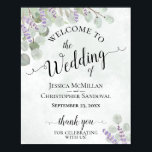 Eucalyptus & Lavender Rustic Mariage Affiche de bi<br><div class="desc">Ce panneau simple mais beau est une merveilleuse façon d'accueillir les invités à votre fête mariage. Il présente un design rustique mais élégant avec un arrière - plan bleu acier marbré, la calligraphie en dentelle, et peint à la main des feuilles d'eucalyptus aquarelle et des fleurs de lavande dans les...</div>