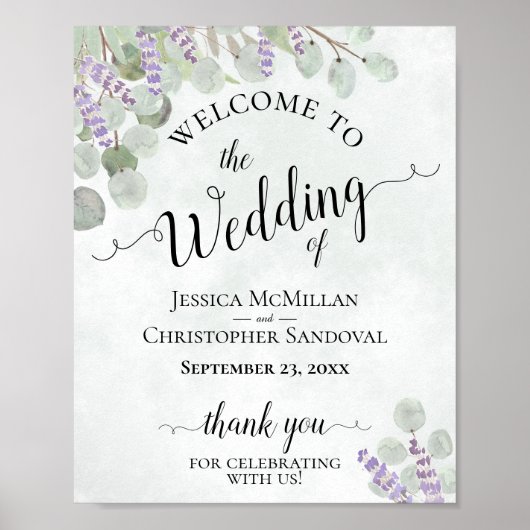 Eucalyptus & Lavender Rustic Mariage Affiche de bi (Devant)