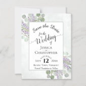 Eucalyptus & Lavender Rustic White Save the Date Magnetische Uitnodiging (Voorkant)