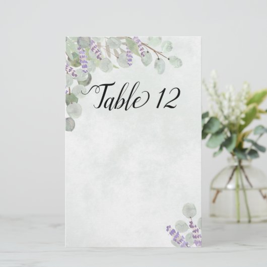 Eucalyptus & Lavender Table Seating Chart Blank (Staand voorkant)