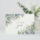 Eucalyptus & Lavender Waterverf Weduwfoto Bedankkaart (Staand voorkant)